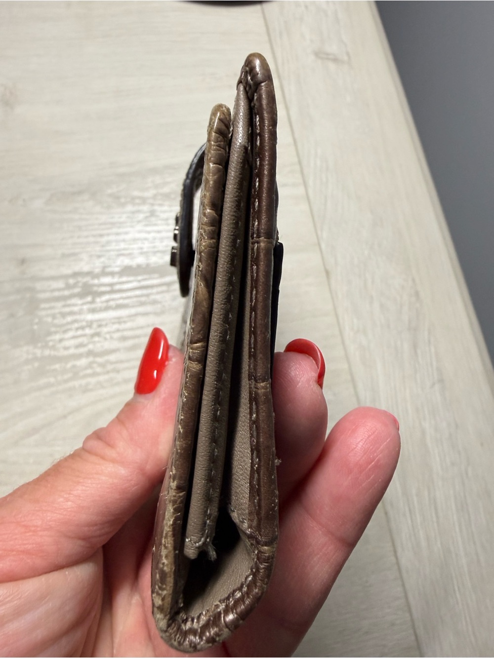 Coach Metallic Croc Embossed Long Wallet Zip Pocket - Picture 5 of 6